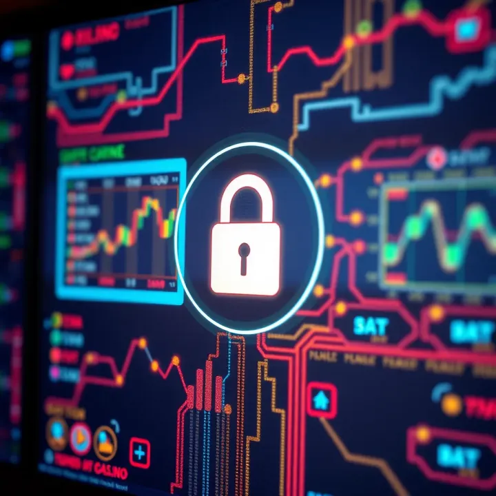 Secure connection symbol over a digital background representing safe online entertainment