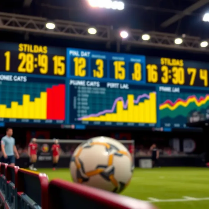 Graphical representation of football betting odds and statistical data charts