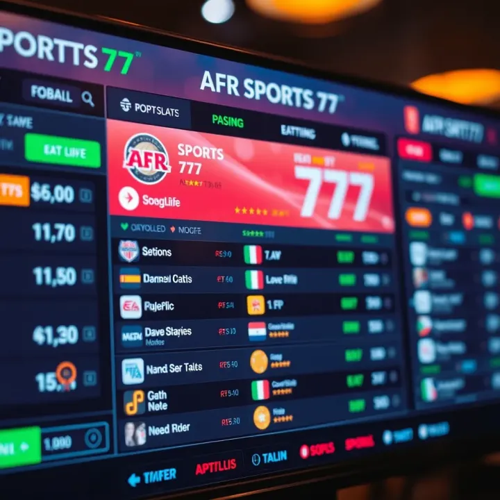 AFR Sports 777 Betting Platform Interface Digital interface showing sports betting options with Nigerian currency symbols