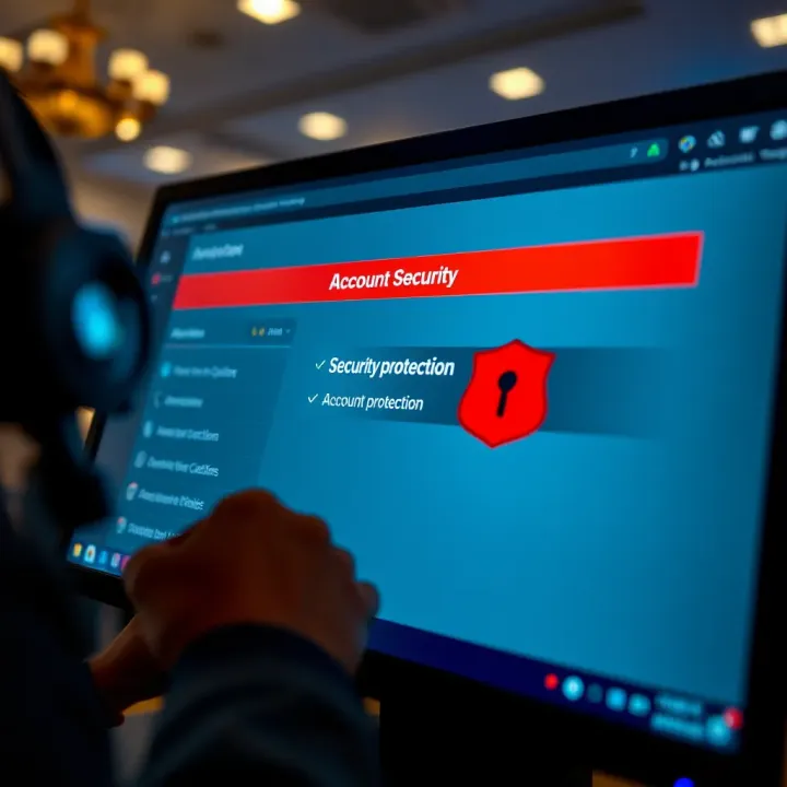 Screen showing security options for account protection on Aviator
