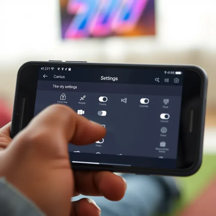 User navigating through a Nigerian mobile device settings menu ensuring compatibility for smooth 777 Aviator gameplay