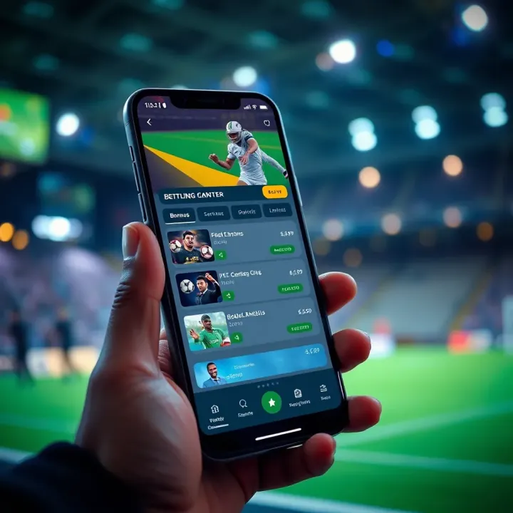 Mobile device displaying a sports betting app with bonus offers and easy navigation optimized for Nigerian users