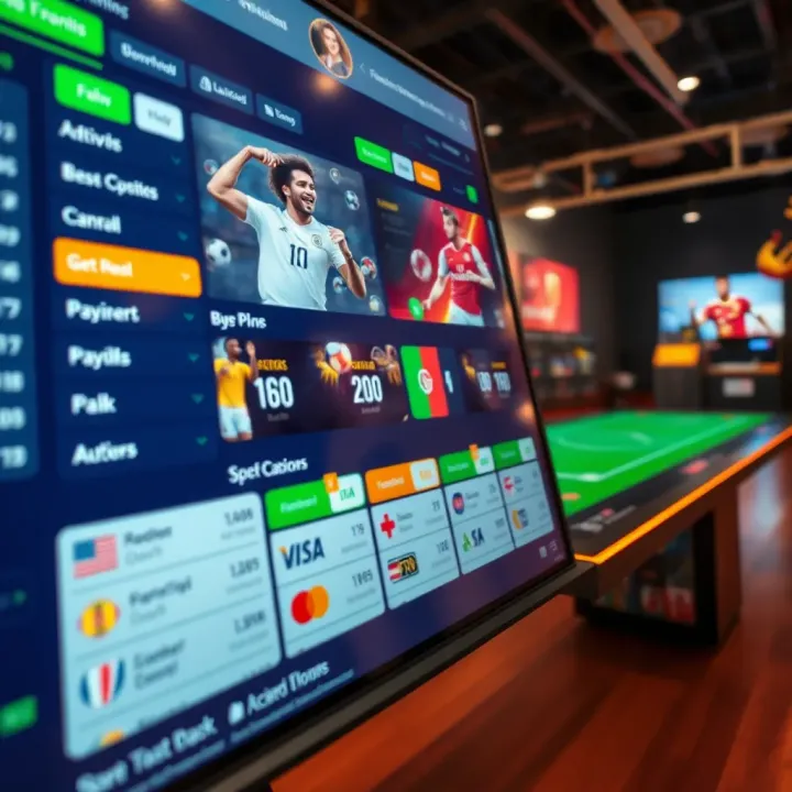 Secure online betting platform interface showcasing a variety of sports betting options and payment methods