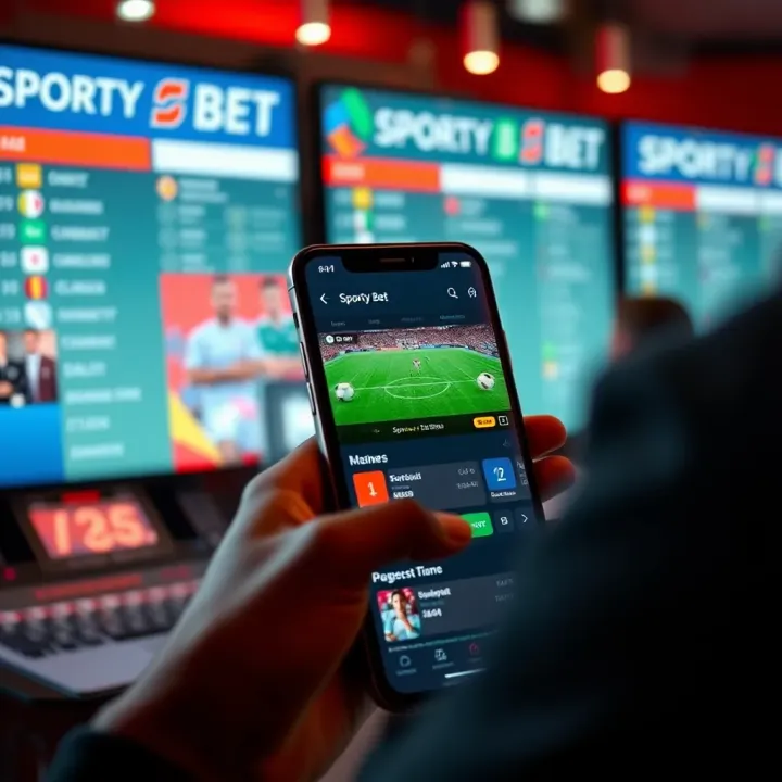 Sporty Bet app interface displaying various betting options on sports events