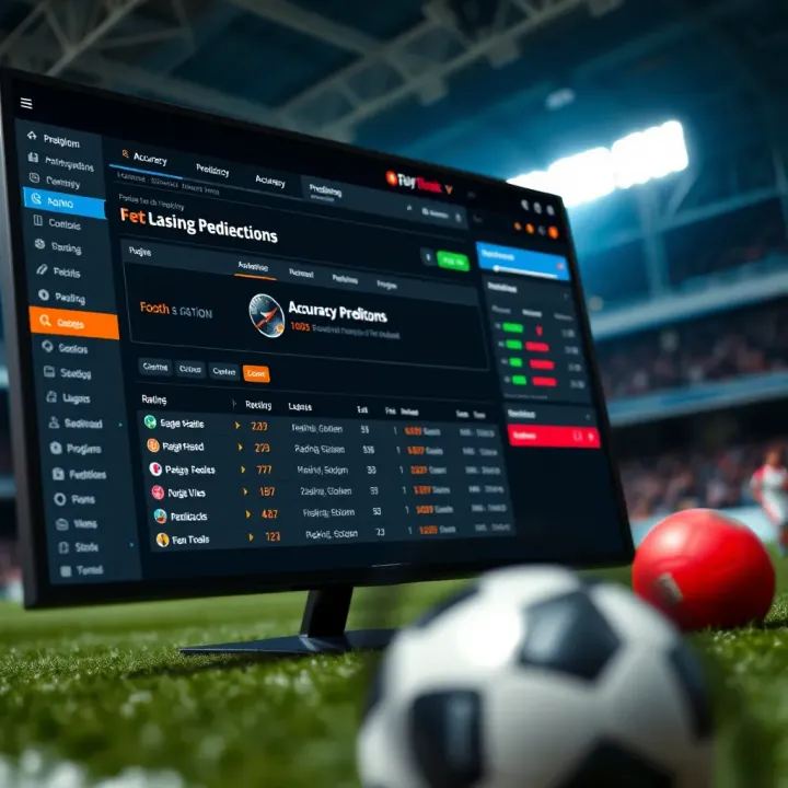User interface of a football prediction platform highlighting accuracy ratings and key statistics
