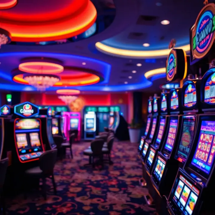 Luxurious casino floor with slot machines and vibrant lighting in Abuja