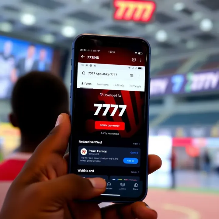 Mobile phone screen showing the 777 app download page from a verified website