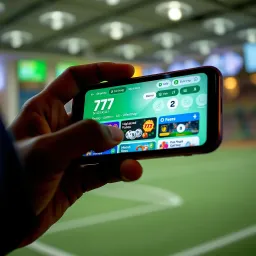 Smartphone displaying the 777 Nigeria app interface with lottery and gaming options