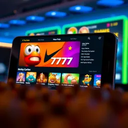 User interface displaying the main dashboard of the 777 app with colorful icons and gaming options