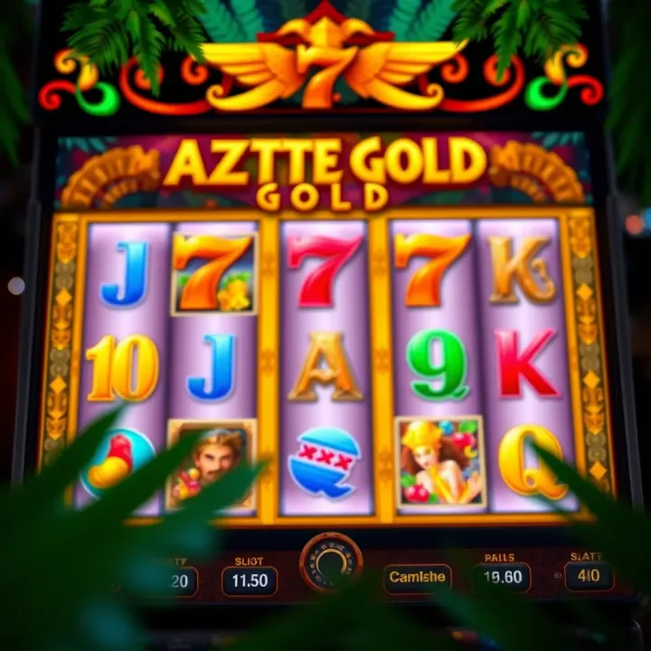 Slot machine interface featuring Aztec gold symbols and vibrant jungle theme