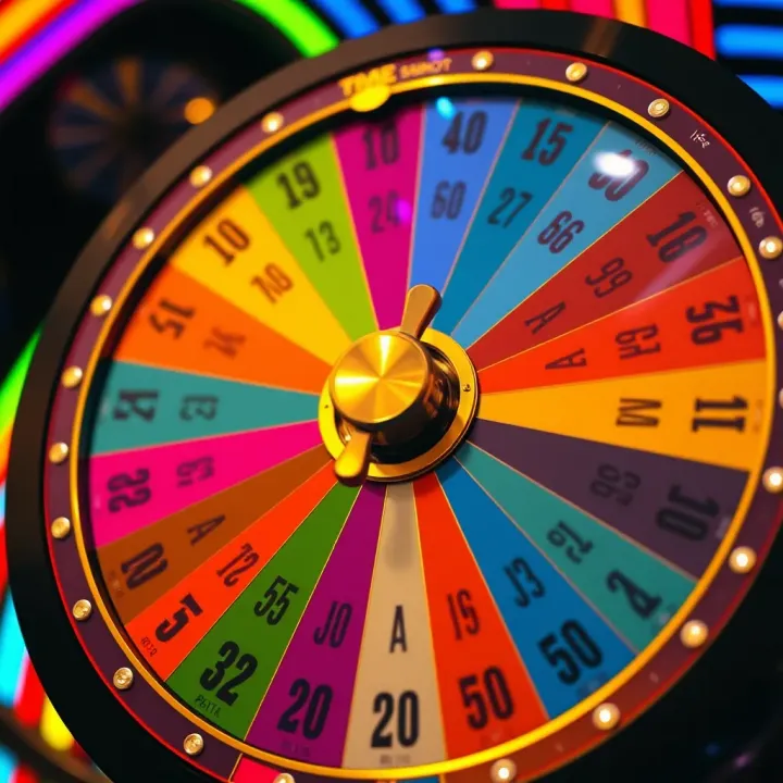 Wheel divided into colorful segments representing different payout options in an online casino game