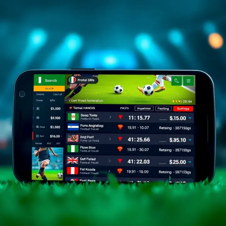A digital interface showing various football betting options and odds on a mobile screen