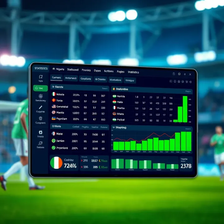 Dashboard displaying football statistics and data insights for Nigerian leagues
