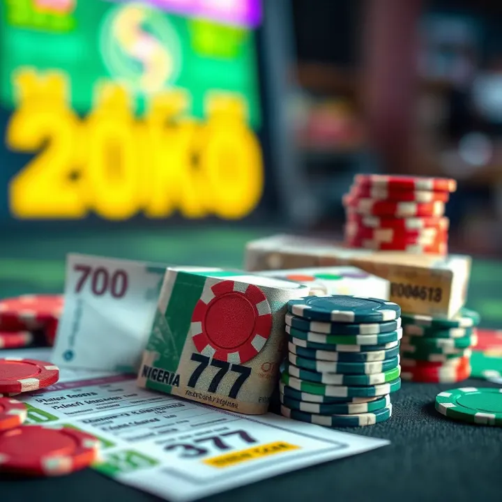 Casino chips stacked with Nigerian currency notes alongside betting slips