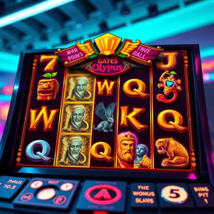 Slot machine reels displaying symbols from mythology with glowing effects and bonus icons