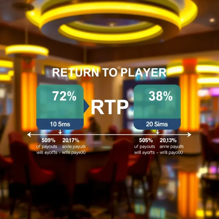 Diagram illustrating the concept of Return to Player with arrows indicating payout percentages to players over time