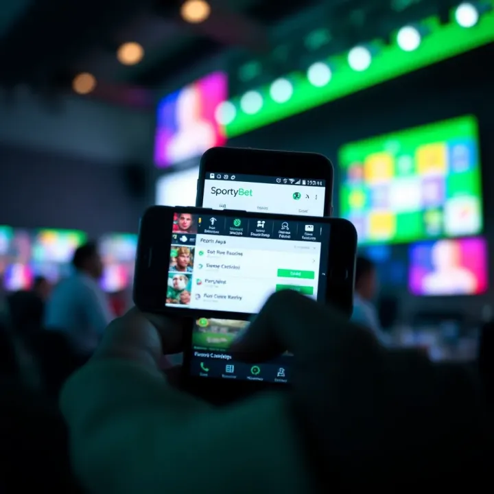 Smartphone displaying SportyBet mobile app interface with betting options