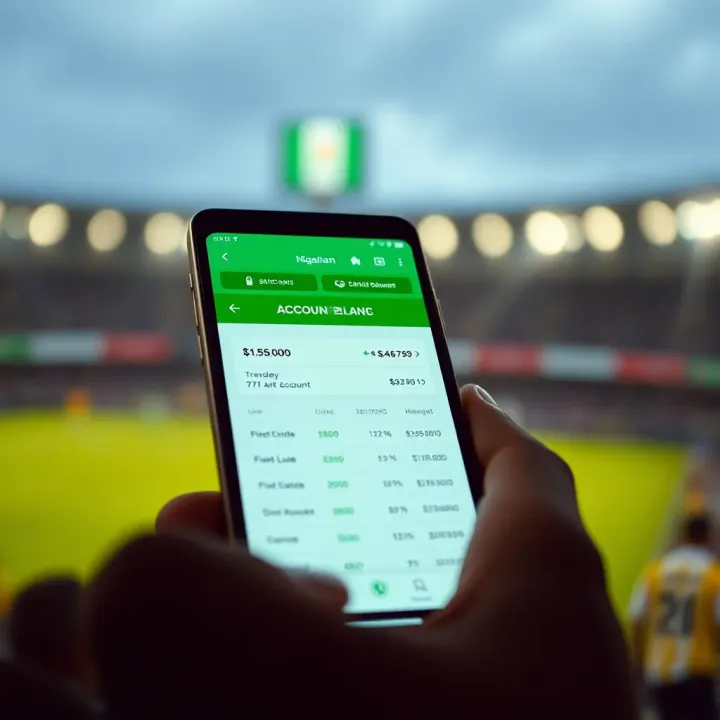 Digital display of a Nigerian bank account balance on a smartphone screen showing transaction details