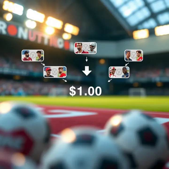 Conceptual graphic showing multiple sports events linked with arrows to a single total payout value