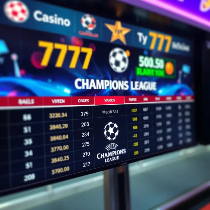 Illustration showing football betting odds displayed on a digital platform with Champions League branding