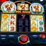 Slot machine reels showing various symbols related to the Dog House theme with highlighted payout values
