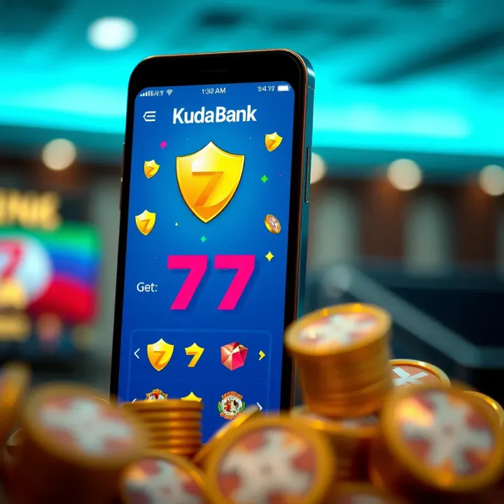 Kuda Bank App Showcasing Rewards and Lucky Symbols Kuda Bank digital app screen displaying rewards and lucky symbols