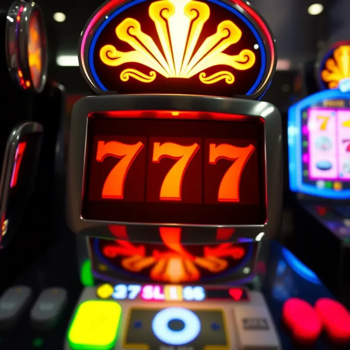 Bright casino slot machine displaying a winning sequence with glowing symbols
