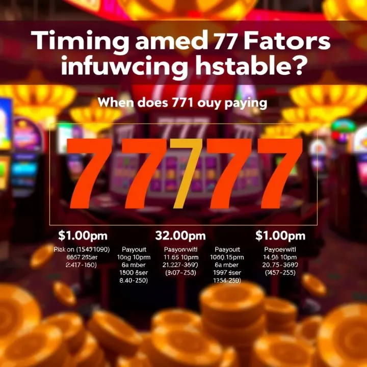 Diagram showing payout timing and influencing factors for 777 winnings